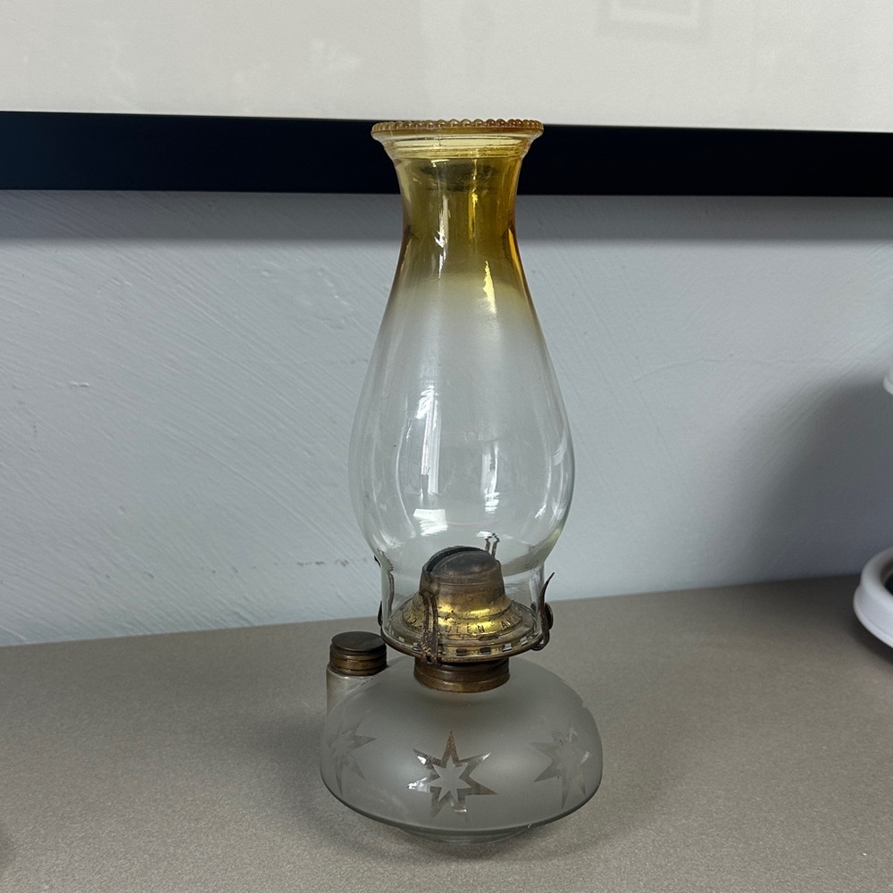 Vintage Glass Lantern with Gold Accents